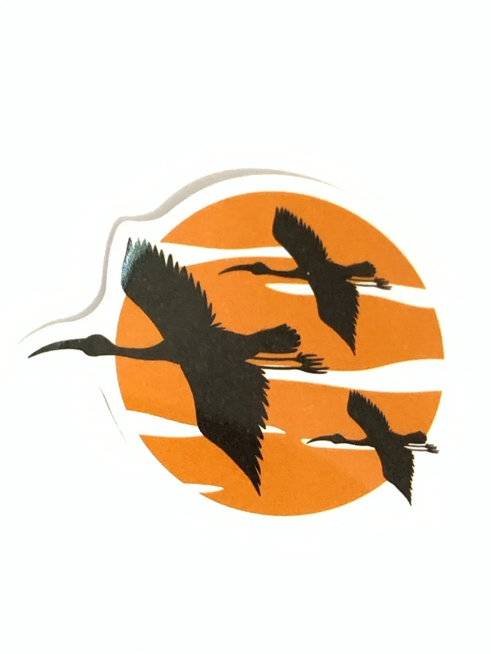 Orange Flying Birds Vinyl Sticker
